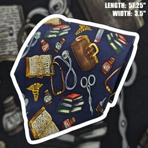 Alynn Neckwear Avery Medical Fashions Navy Blue Novelty Doctor Silk Tie 57.25"